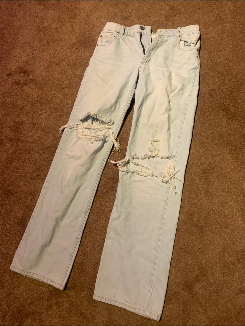 Garage Light Wash Distressed Straight-Leg Jeans